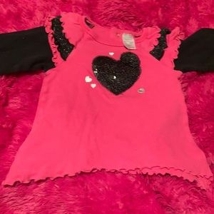 Baby Essentials Pink and Black Heart Shirt